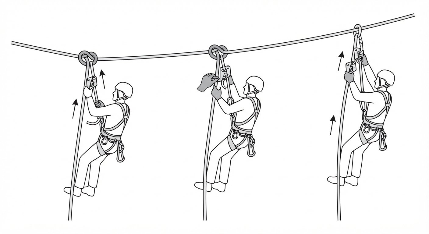 Approaching an obstacle with a rope grab