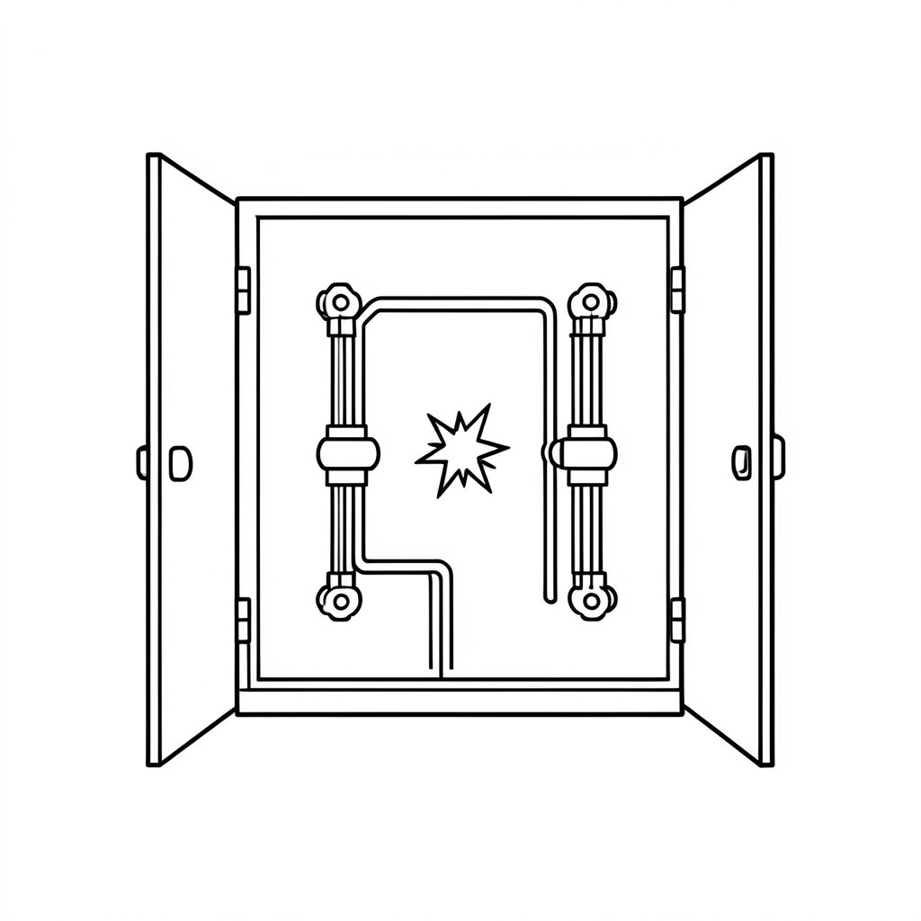 Arc flash at an open electrical panel
