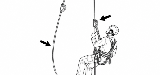 A visible bow in one rope means that line is unloaded and the other is carrying the full load — the edge attendant's key check.
