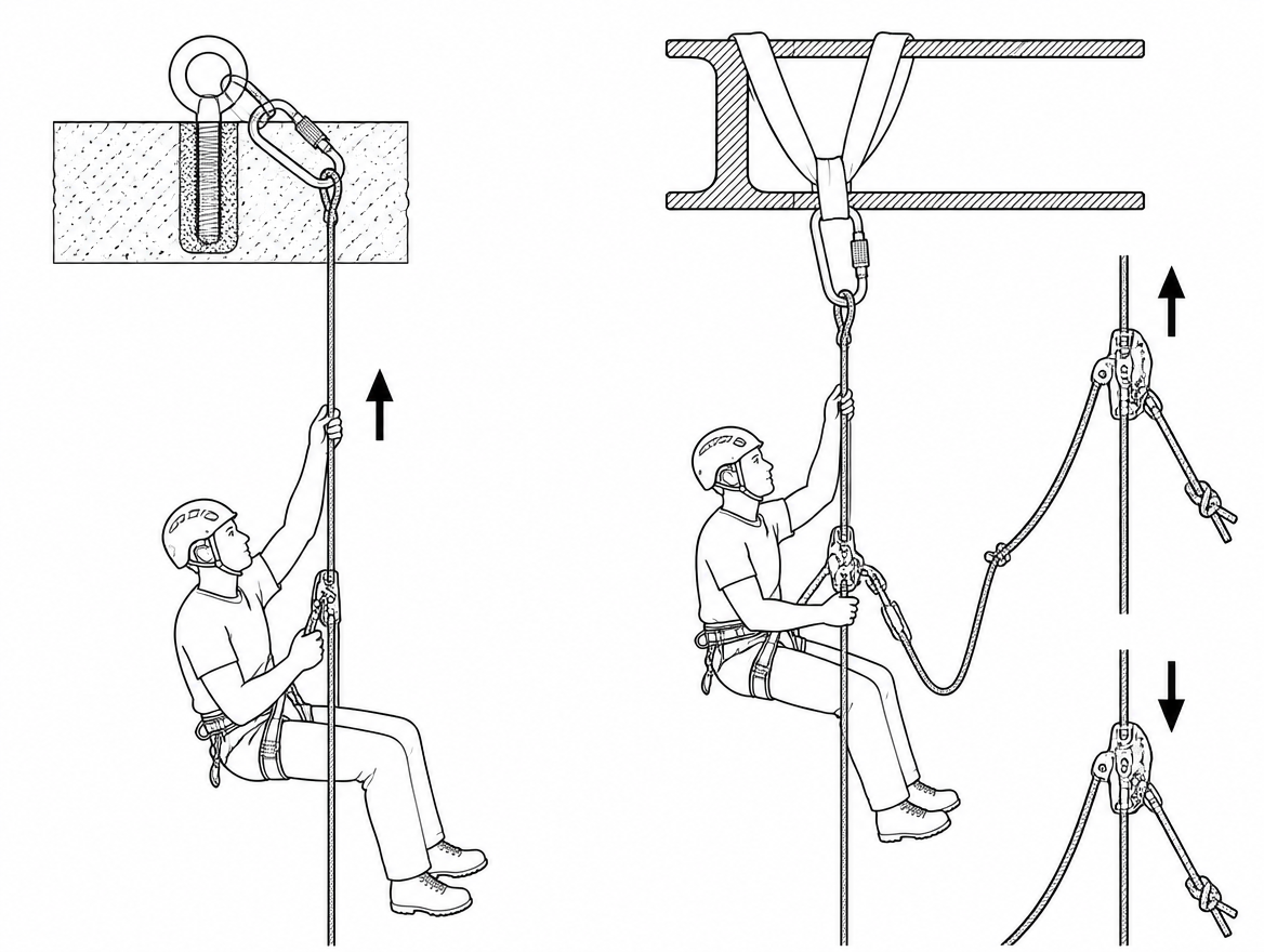 Rope-walking suits long, clean, plumb free hangs; the frog handles deviations, rebelays and knot passes with fewer devices to move.