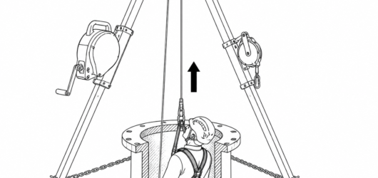 Where there is no clear space below, the casualty is raised: a retractable device with an integrated retrieval winch certified to EN 1496, mounted on 