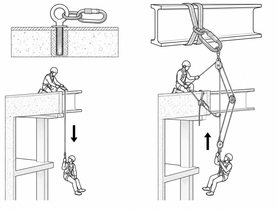 Lowering works with gravity and needs less force; raising needs pulleys, progress capture and anchors rated for the higher loads.