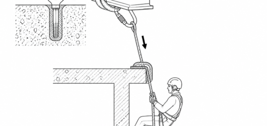 Fixed edge protection prevents abrasion on descent and stops the unloaded rope binding sideways during retrieval.
