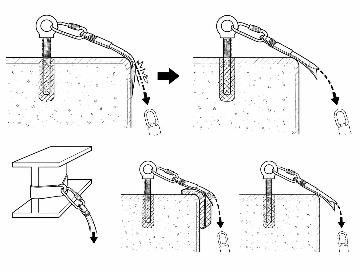 If the line can contact an edge in a fall, use equipment approved for that edge radius, protect the edge, or move the anchor so contact is impossible.