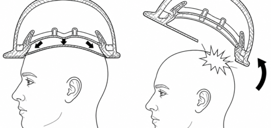 Retained (left): the crown takes the load and the suspension deforms as designed. Unretained (right): the shell rotates off and the secondary impact i