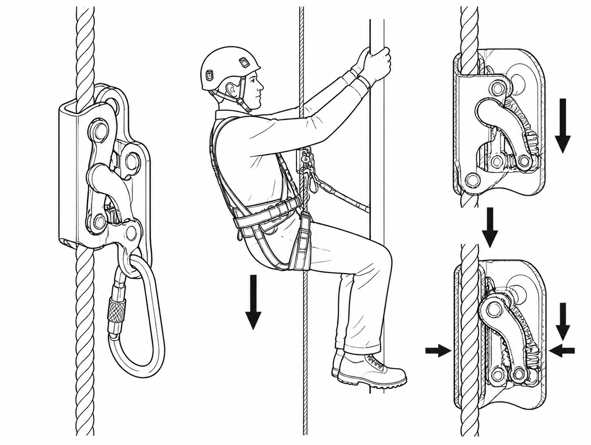 A rope grab lets a worker set and hold a working height on a vertical or inclined line, take the load off the legs, and keep both hands on the task. It is also one of the most freq