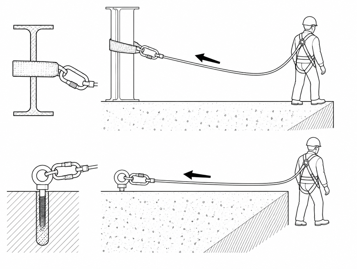 The first control is removal of contact: a deviation or higher, set-back anchor takes the line off the edge entirely and changes the resultant load on the anchor.