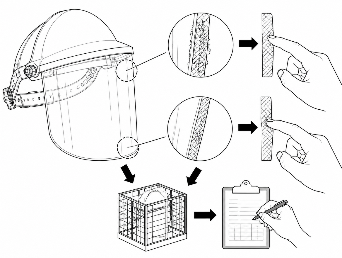 Inspect by touch as well as by eye: spatter damage feels hard and glassy, edge damage feels flat or soft. Either finding means immediate quarantine and a record entry.