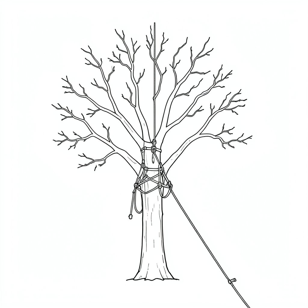 Aerial Tree Work: Rope and Harness Systems for Arborists — technical line drawing.