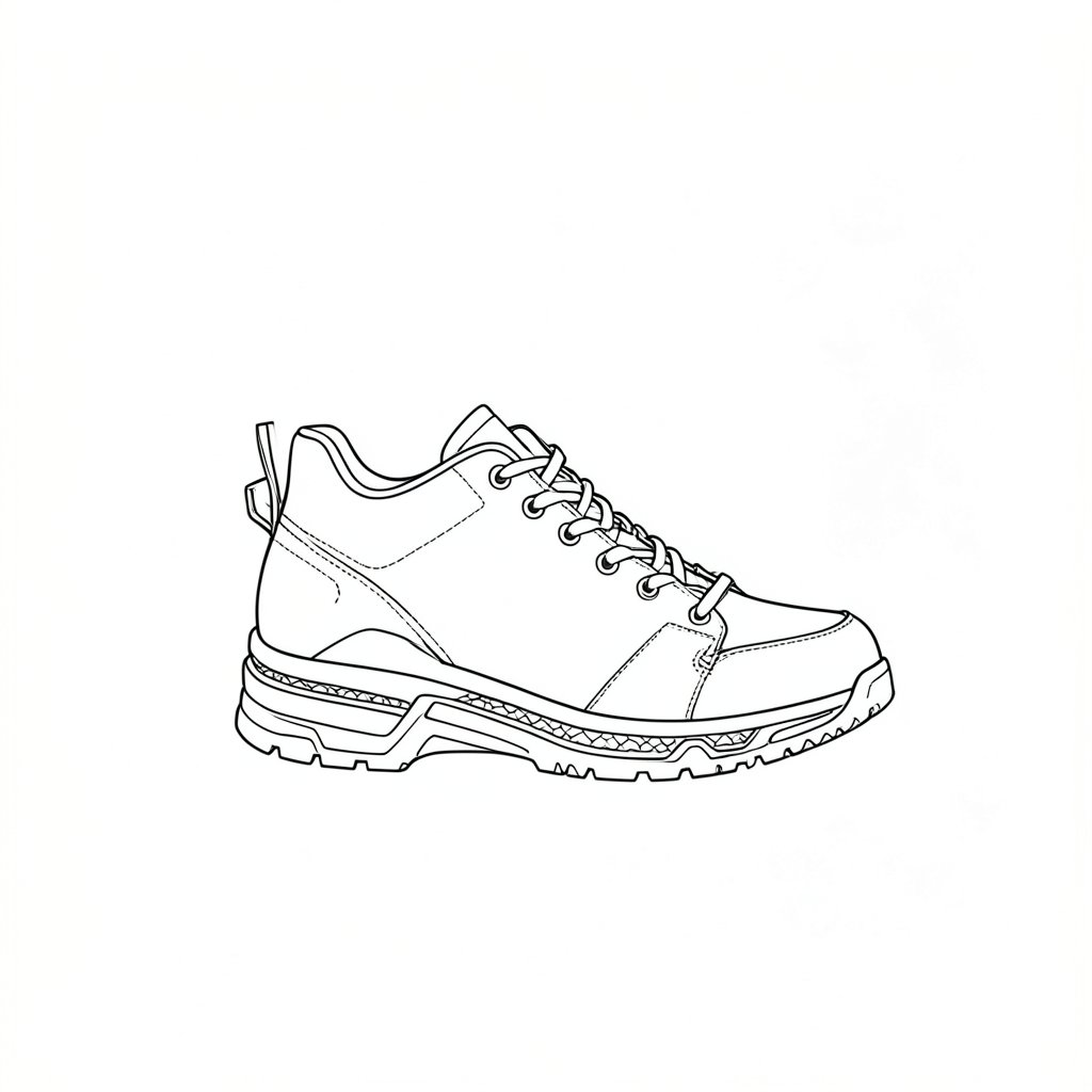Antistatic and ESD-Safe Footwear for Hazardous Areas — technical line drawing.