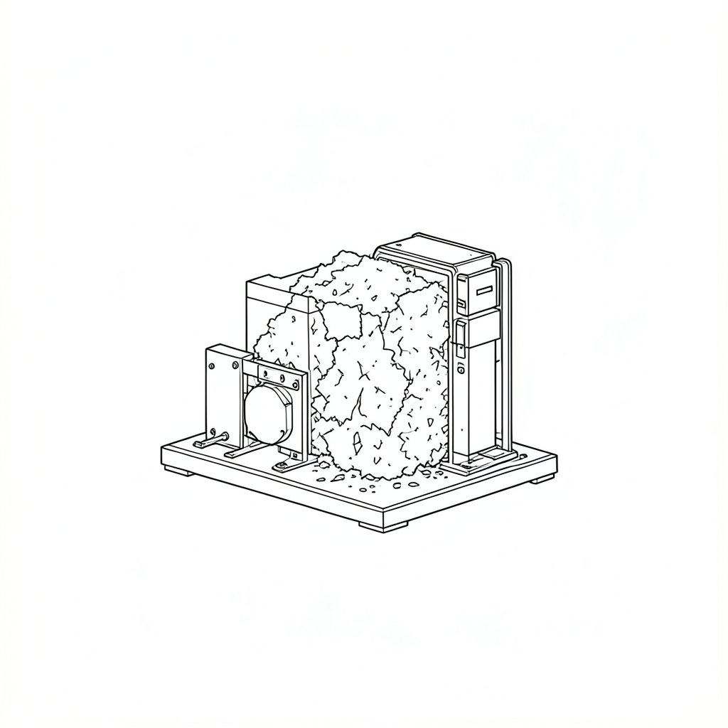 Asbestos: Recognising It and Stopping Before You Disturb It — technical line drawing.