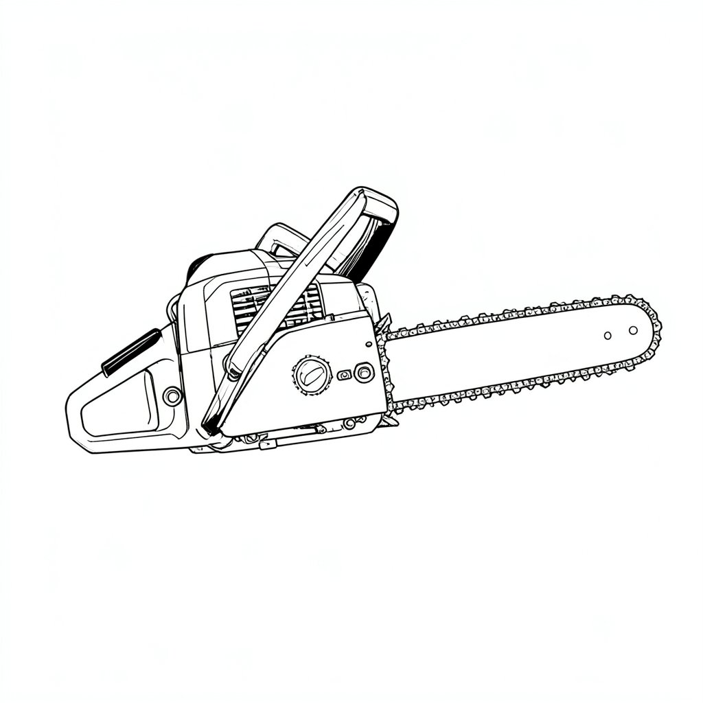 Chainsaw Kickback: What Causes It and How PPE and Technique Reduce It — technical line drawing.