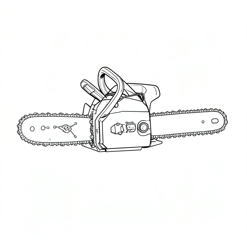 Chainsaw Maintenance and Pre-Use Checks — technical line drawing.