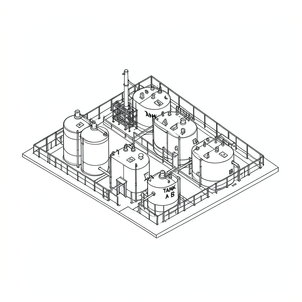 Chemical Storage: Segregation and Incompatibilities — technical line drawing.