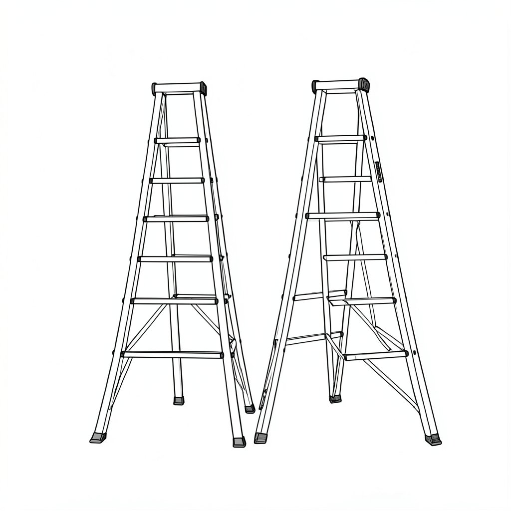 Choosing a Ladder Class for Roof Access: EN 131 Explained — technical line drawing.