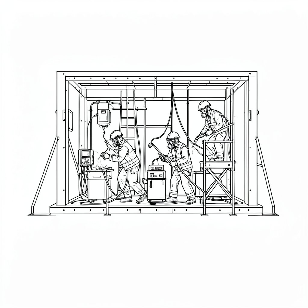 Confined Space Hot Work — technical line drawing.