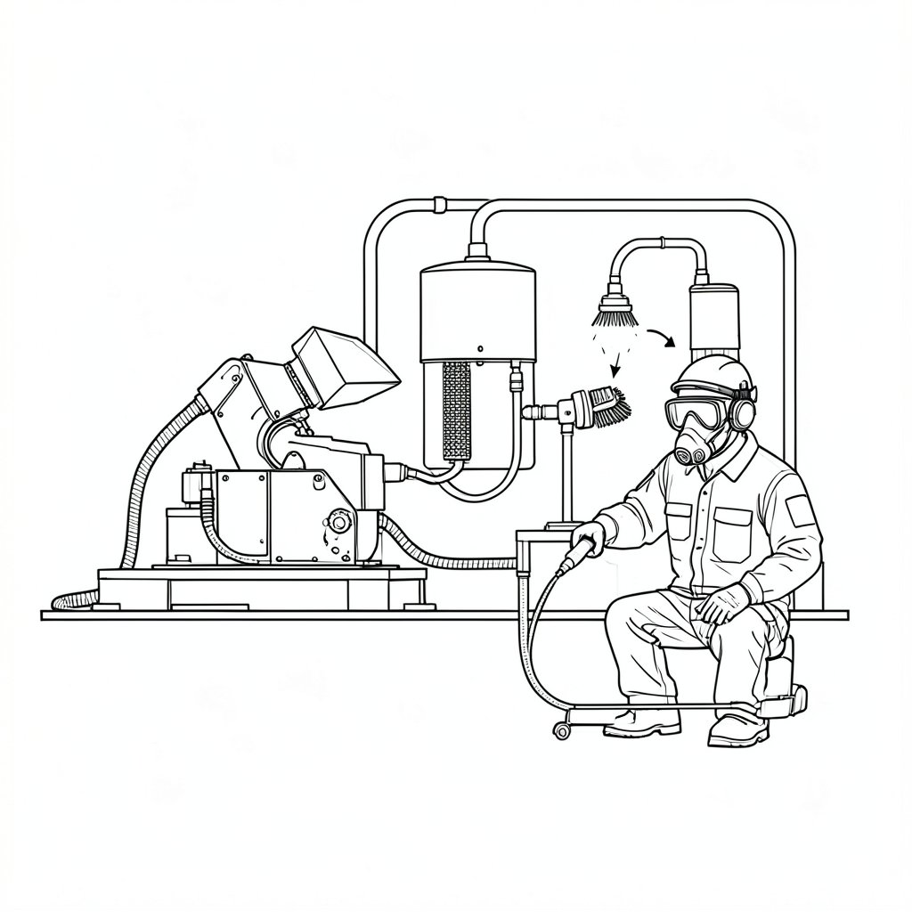 Controlling Silica Dust When Cutting, Chasing and Drilling — technical line drawing.
