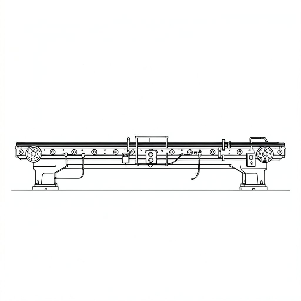 Conveyor Belt and Sortation System Safety — technical line drawing.