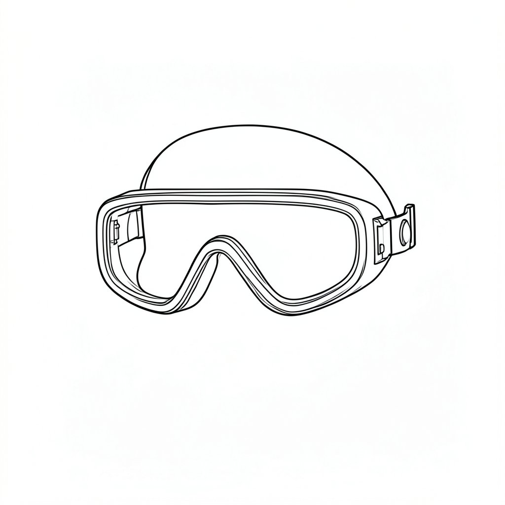 Eye and Face Protection for Chemical Splash — technical line drawing.