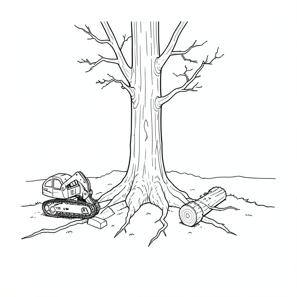 Felling Cuts: Planning the Escape Route Before the First Cut — technical line drawing.