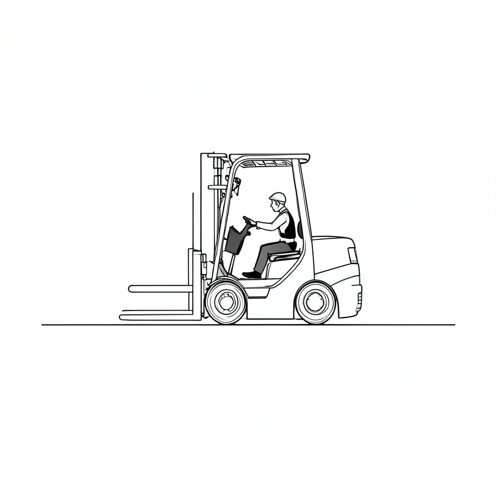 Forklift-Pedestrian Segregation and Warehouse Traffic Management — technical line drawing.