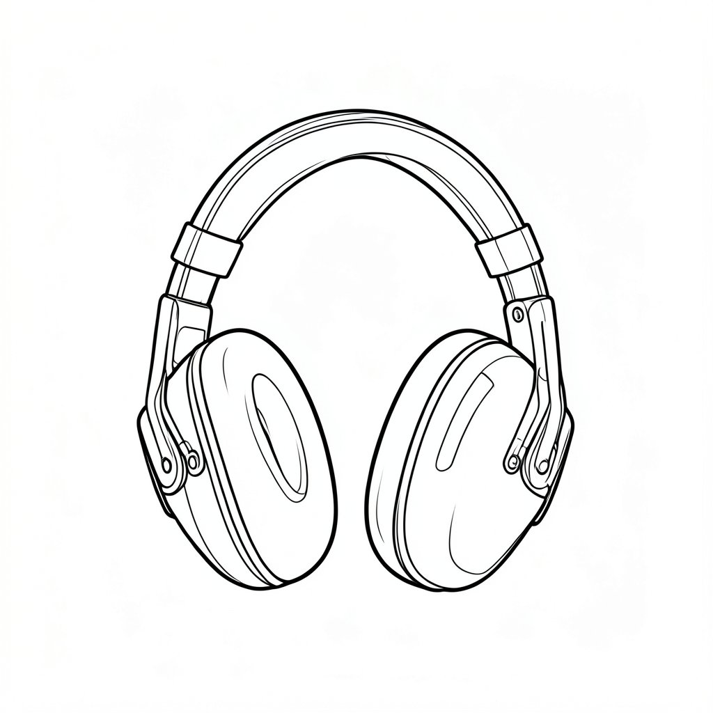Hearing Protection for Chainsaw and Power Tool Use — technical line drawing.