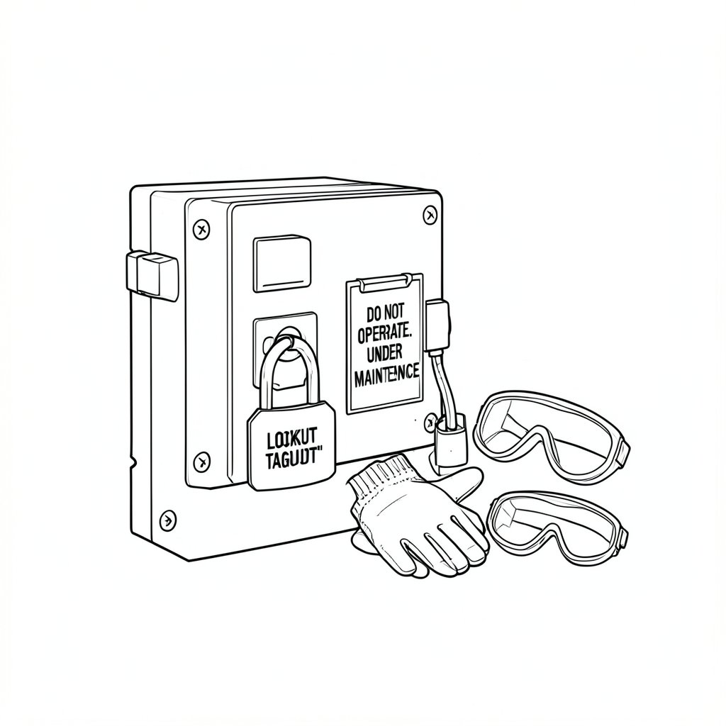 Lockout-Tagout for Electrical Isolation: Proving Dead Before Work Begins — technical line drawing.