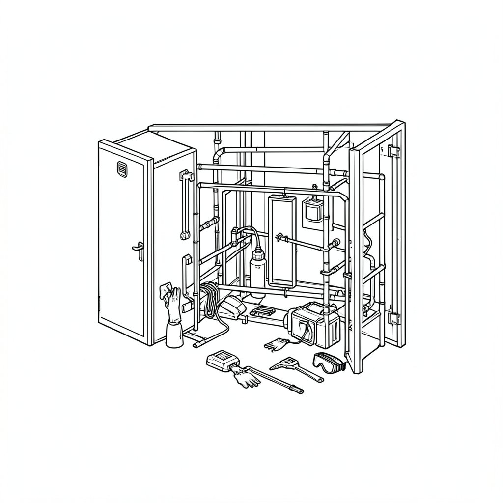 Maintenance and Permit Work Inside Hazardous Areas — technical line drawing.