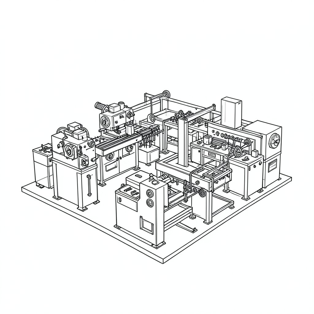 Noise and Vibration in a Machine Shop — technical line drawing.