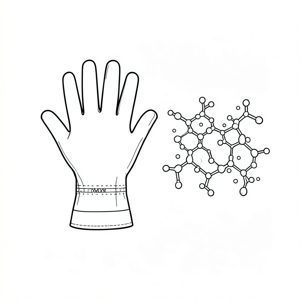 Permeation versus Degradation: Choosing Gloves for Multiple Chemicals — technical line drawing.