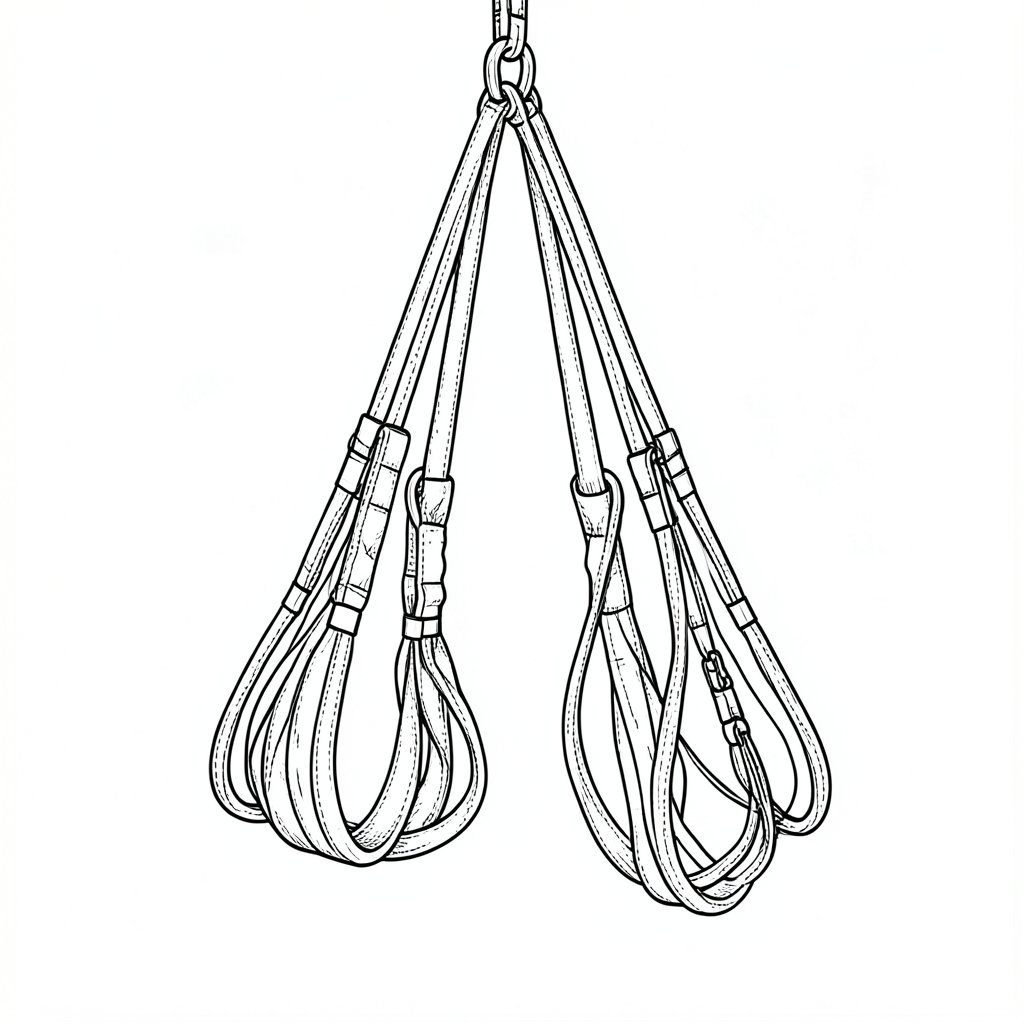 Pre-Use Inspection of Textile Slings — technical line drawing.