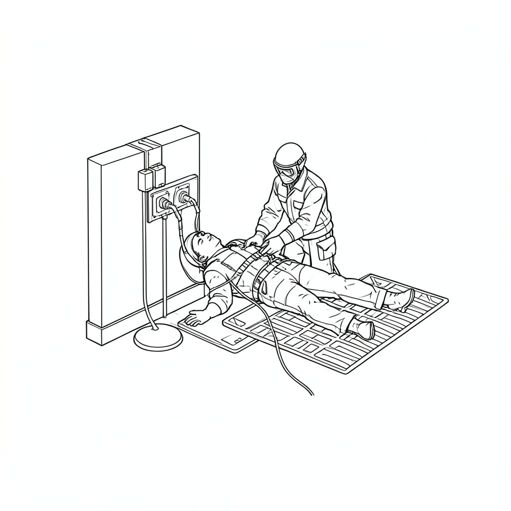 Rescue Planning for an Electrical Contact Incident — technical line drawing.