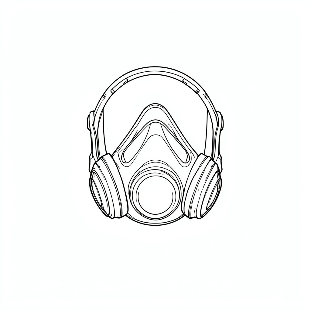 Respiratory Protection for Chemical Vapours and Gases — technical line drawing.