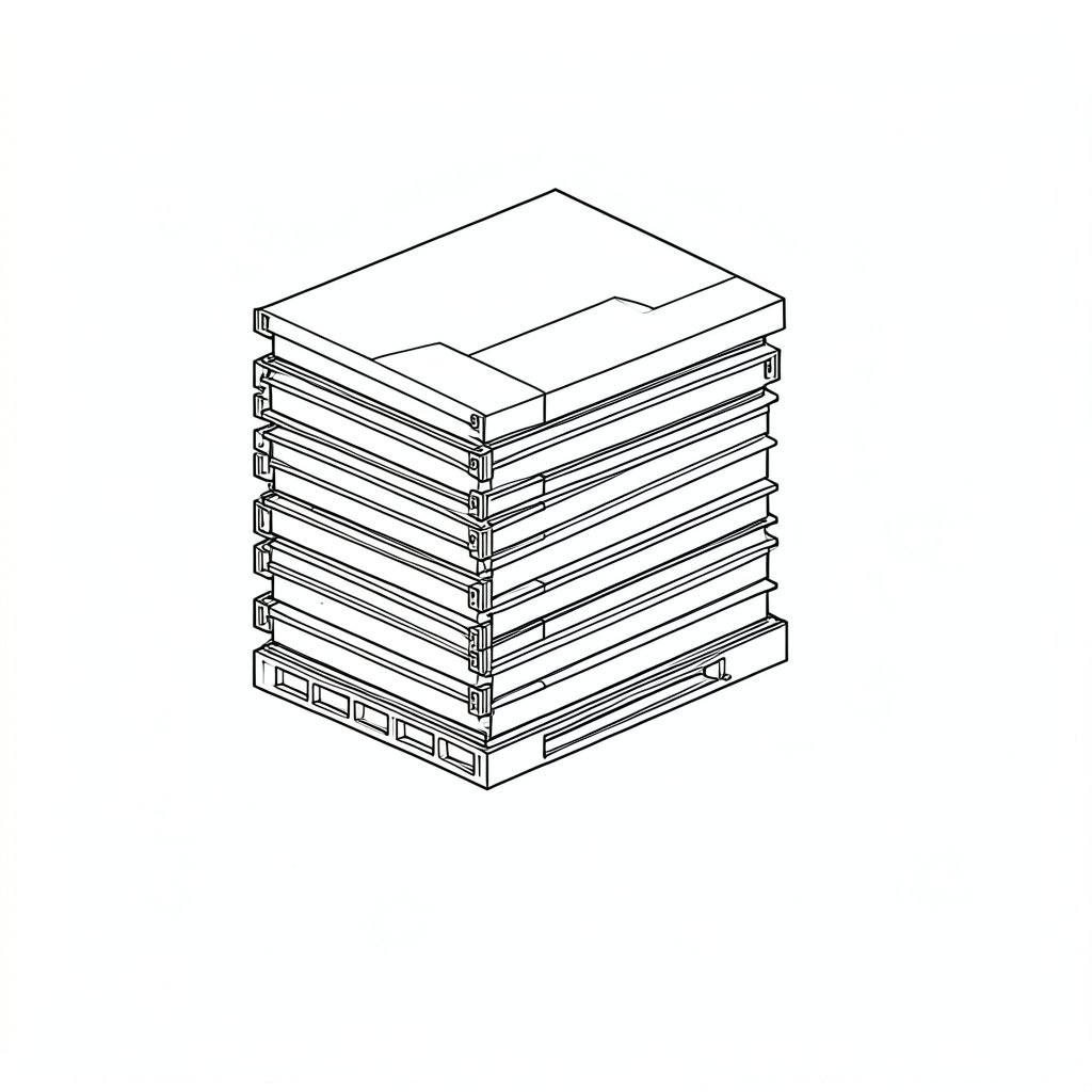 Safe Stacking and Load Securing for Storage — technical line drawing.