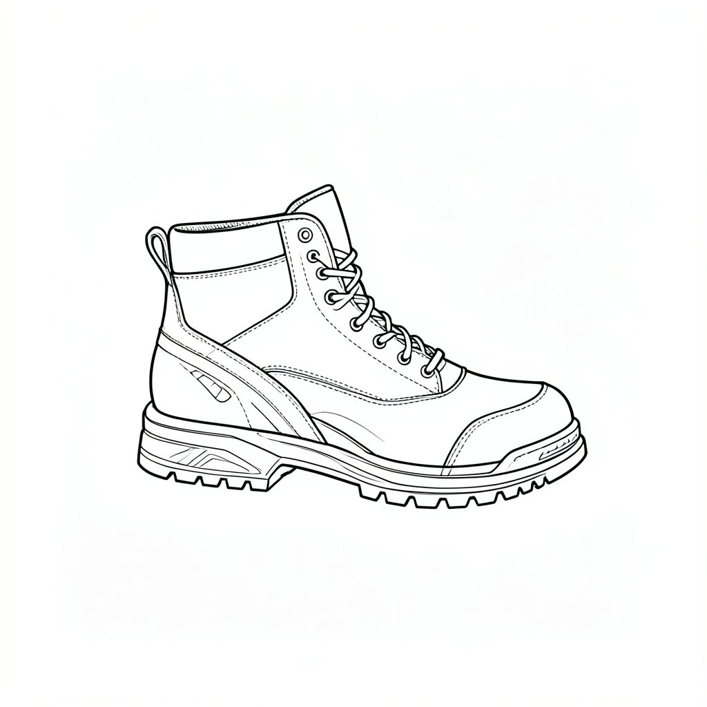 Safety Footwear for Welding and Hot Work — technical line drawing.