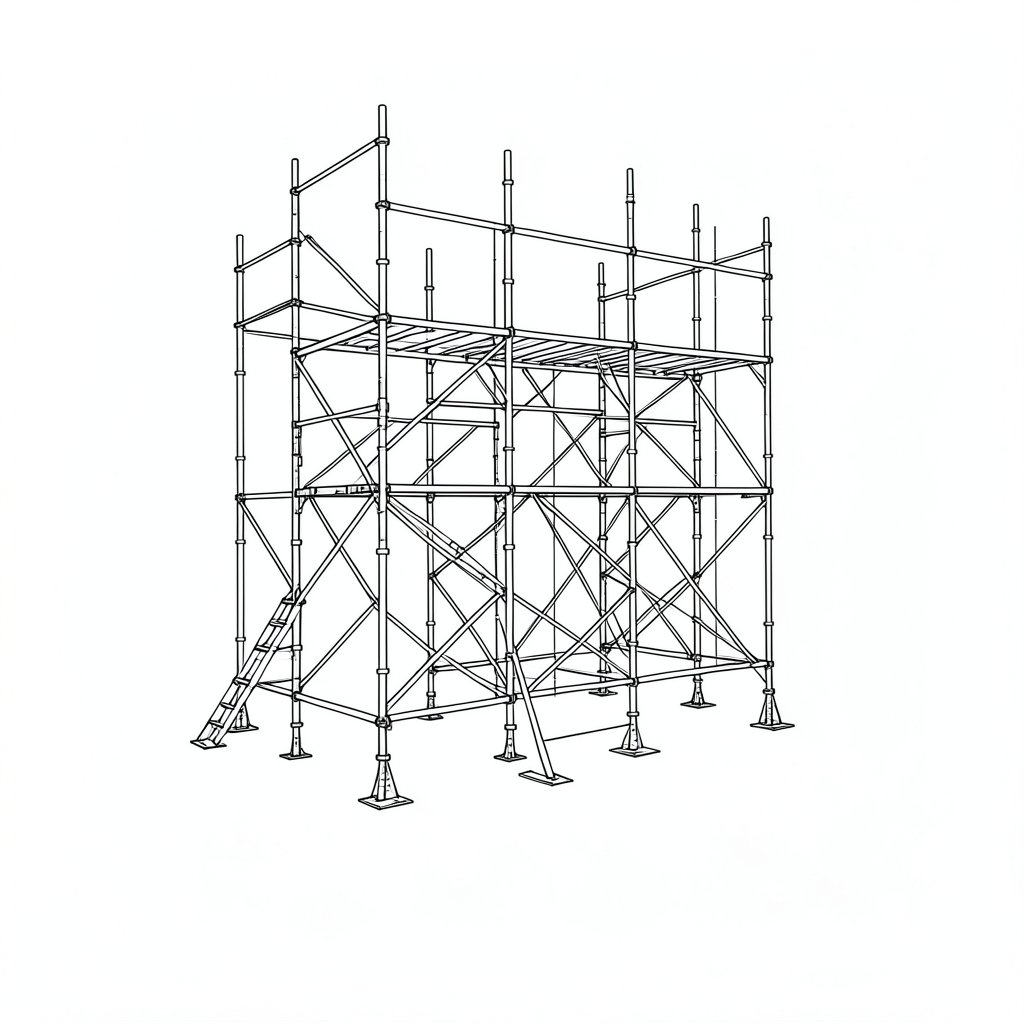 Scaffold Handover, Tagging and Who May Alter a Scaffold — technical line drawing.