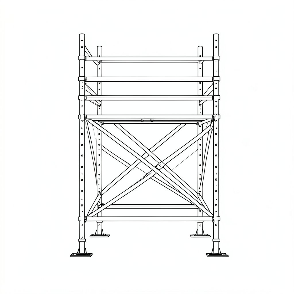 Scaffold Inspection Before You Step On It: What to Check and When — technical line drawing.
