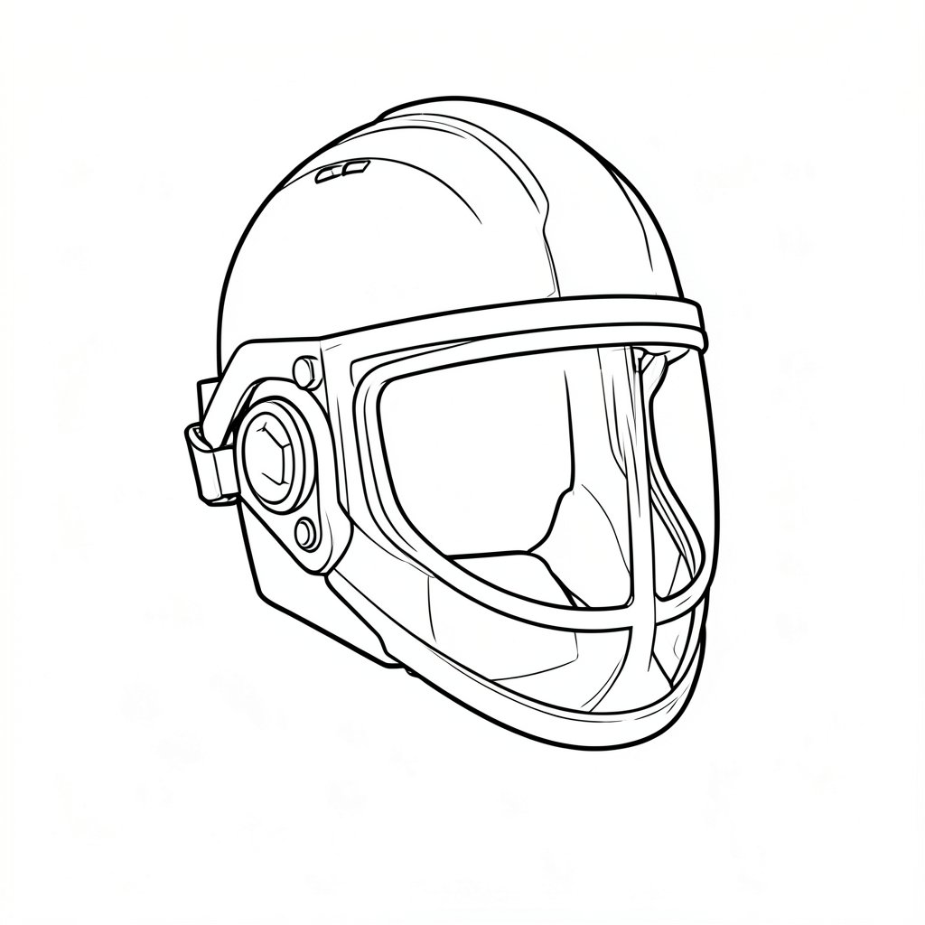 Selecting a Helmet and Face Shield for Arc Flash Work — technical line drawing.