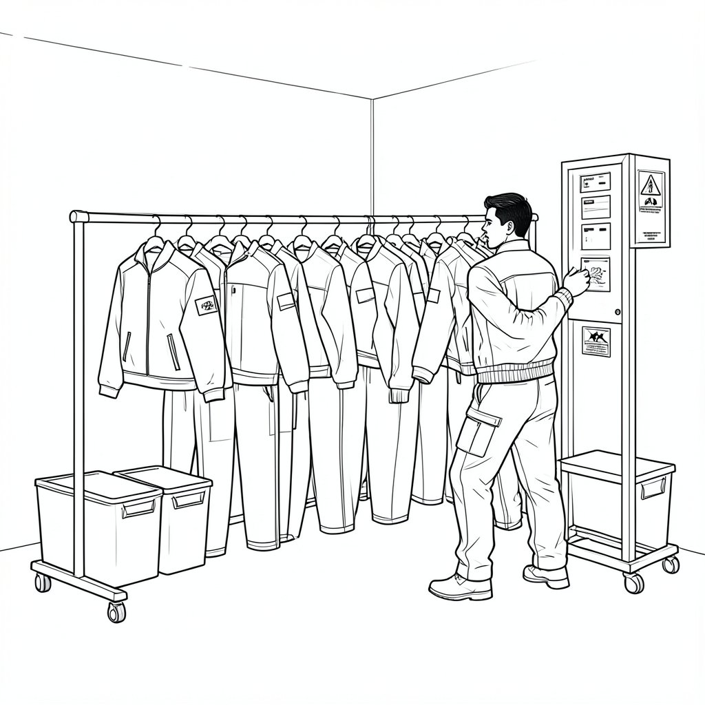 Selecting Antistatic and Flame-Resistant Clothing: EN 1149 — technical line drawing.
