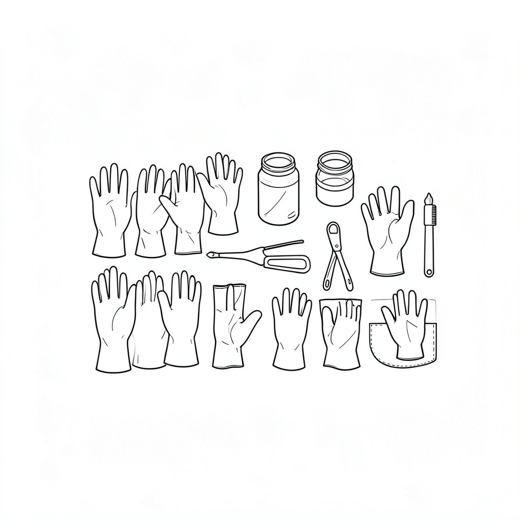 Selecting Chemical-Resistant Gloves to EN 374 — technical line drawing.