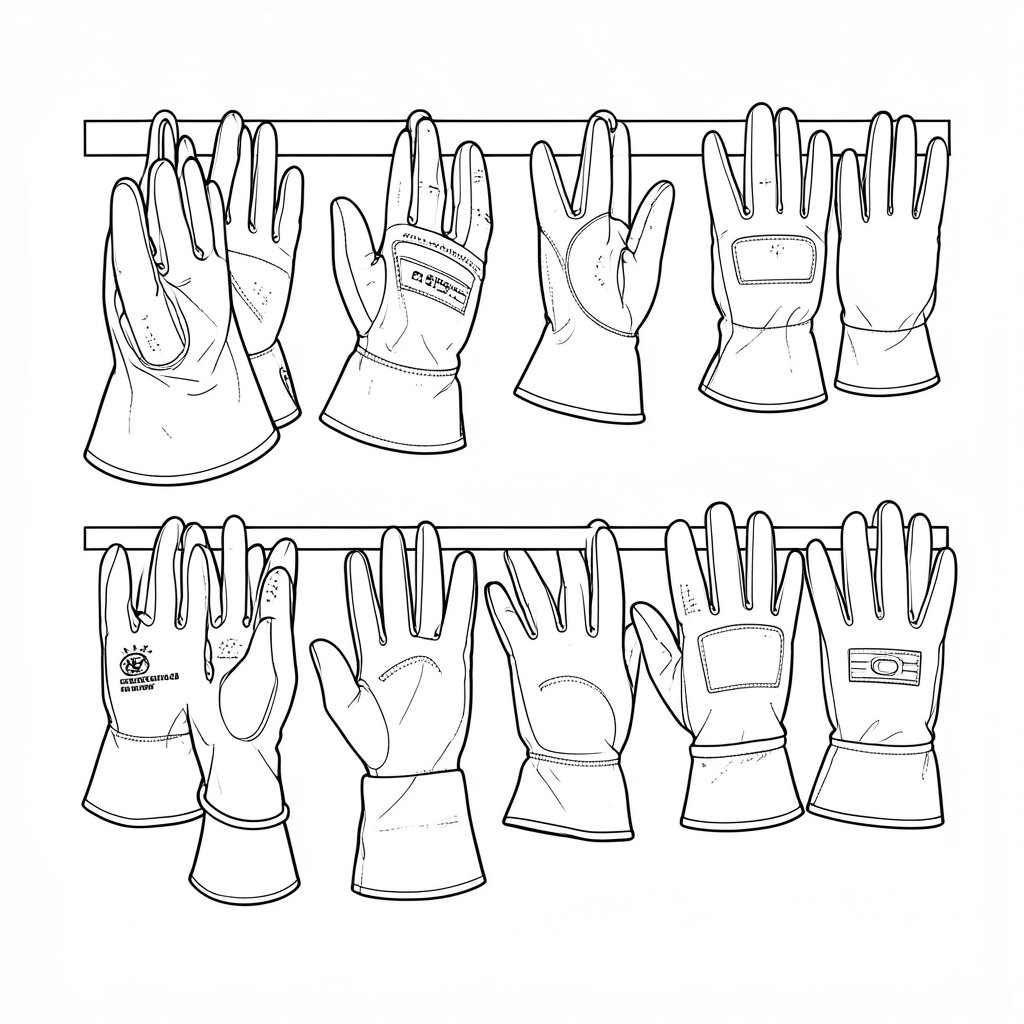 Selecting Gloves for Grounds and Tree Care Work — technical line drawing.