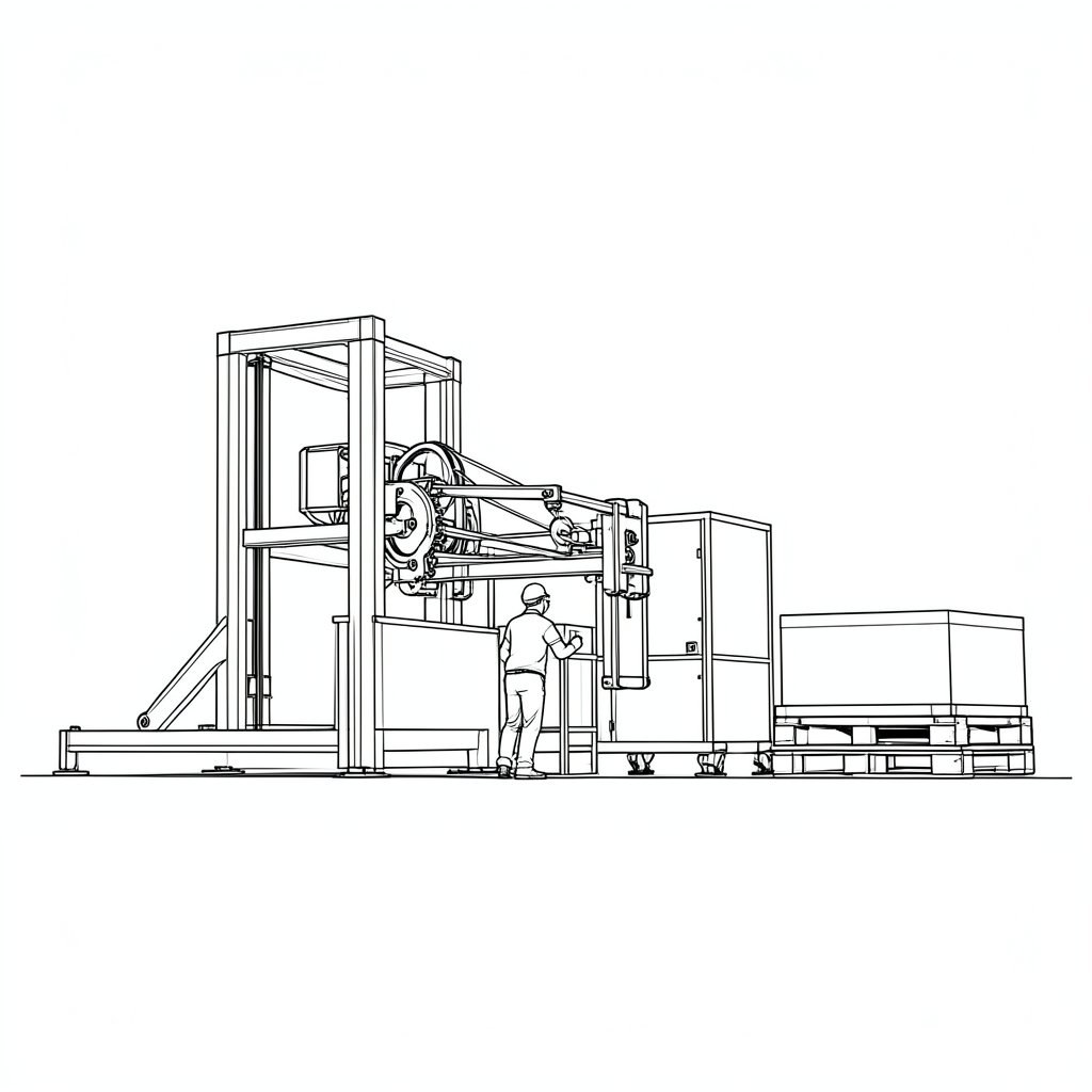 Shrink Wrap and Strapping Machine Safety — technical line drawing.