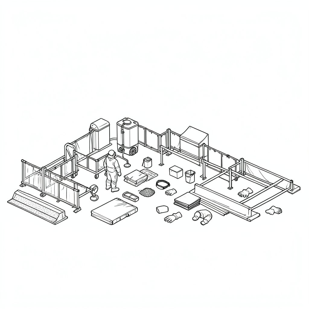 Spill Response and Containment — technical line drawing.