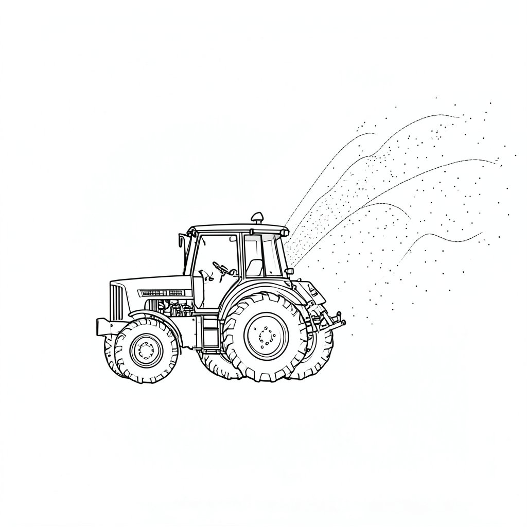 Spray Drift, Re-Entry and the Tractor Cab — technical line drawing.