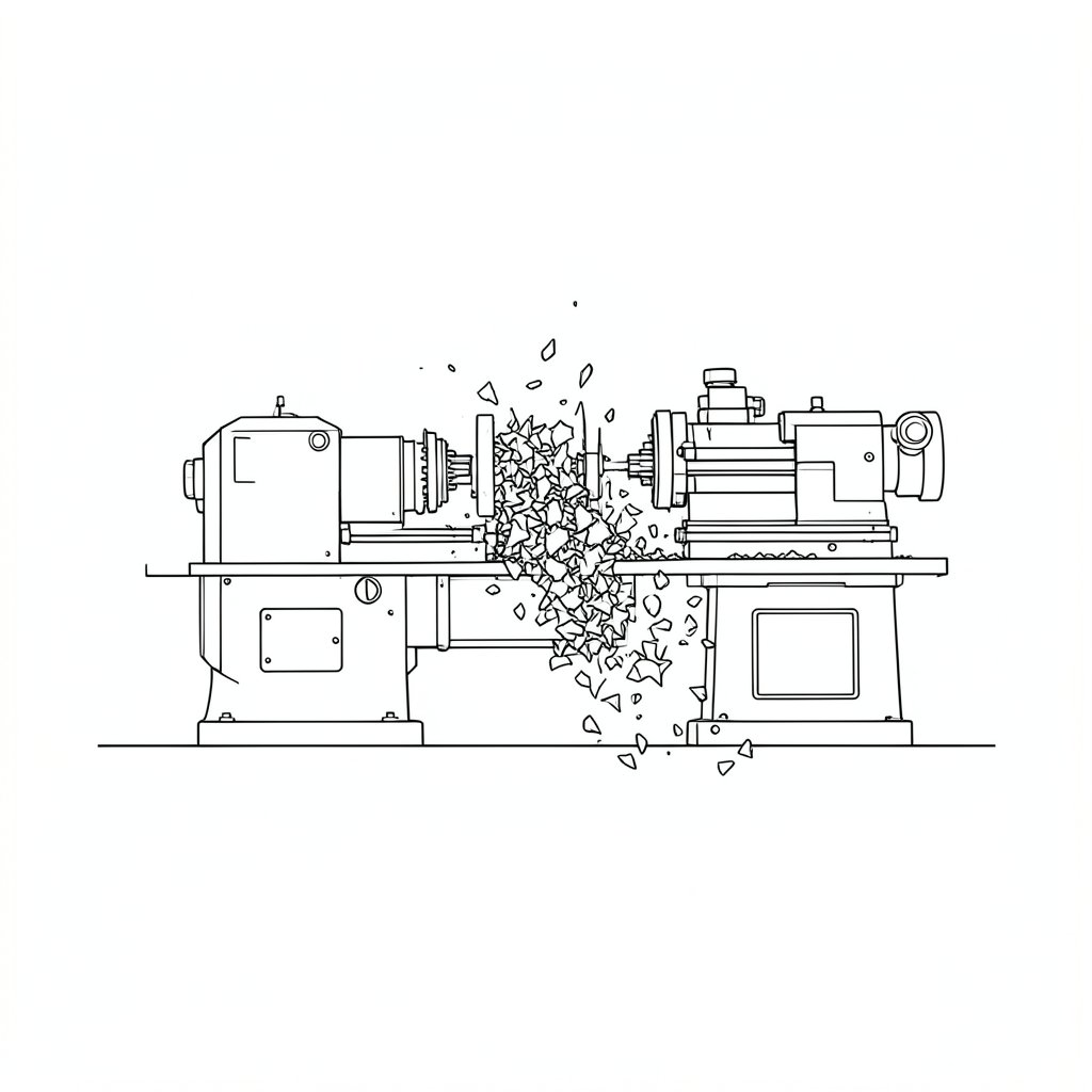 Swarf, Chips and Hot Workpieces — technical line drawing.