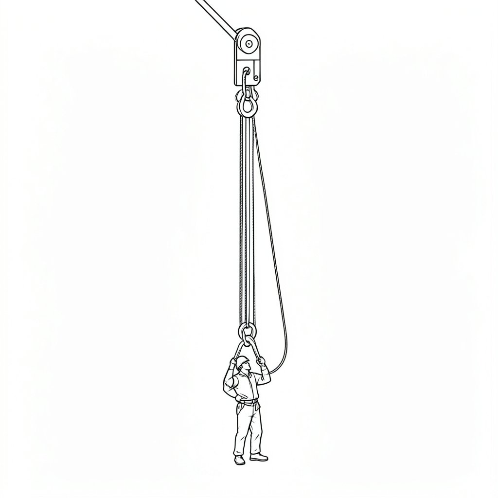 Tag Lines and Controlling a Swinging Load — technical line drawing.