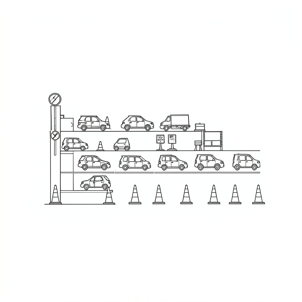 The Anatomy of a Temporary Traffic Management Layout — technical line drawing.