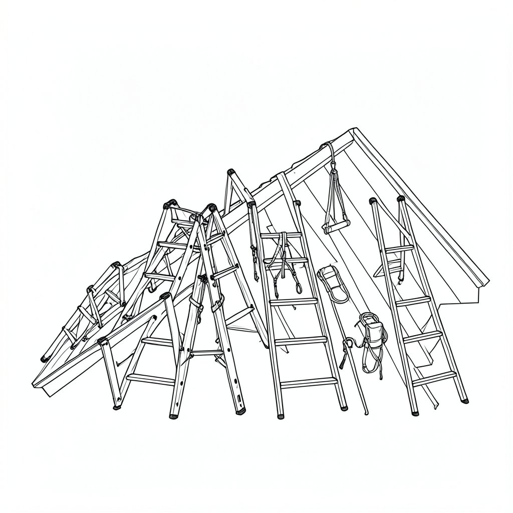 Weather Limits for Roof Work: Wind, Rain and Ice — technical line drawing.