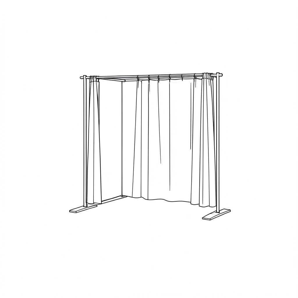 Welding Screens and Curtains for Bystander Protection — technical line drawing.