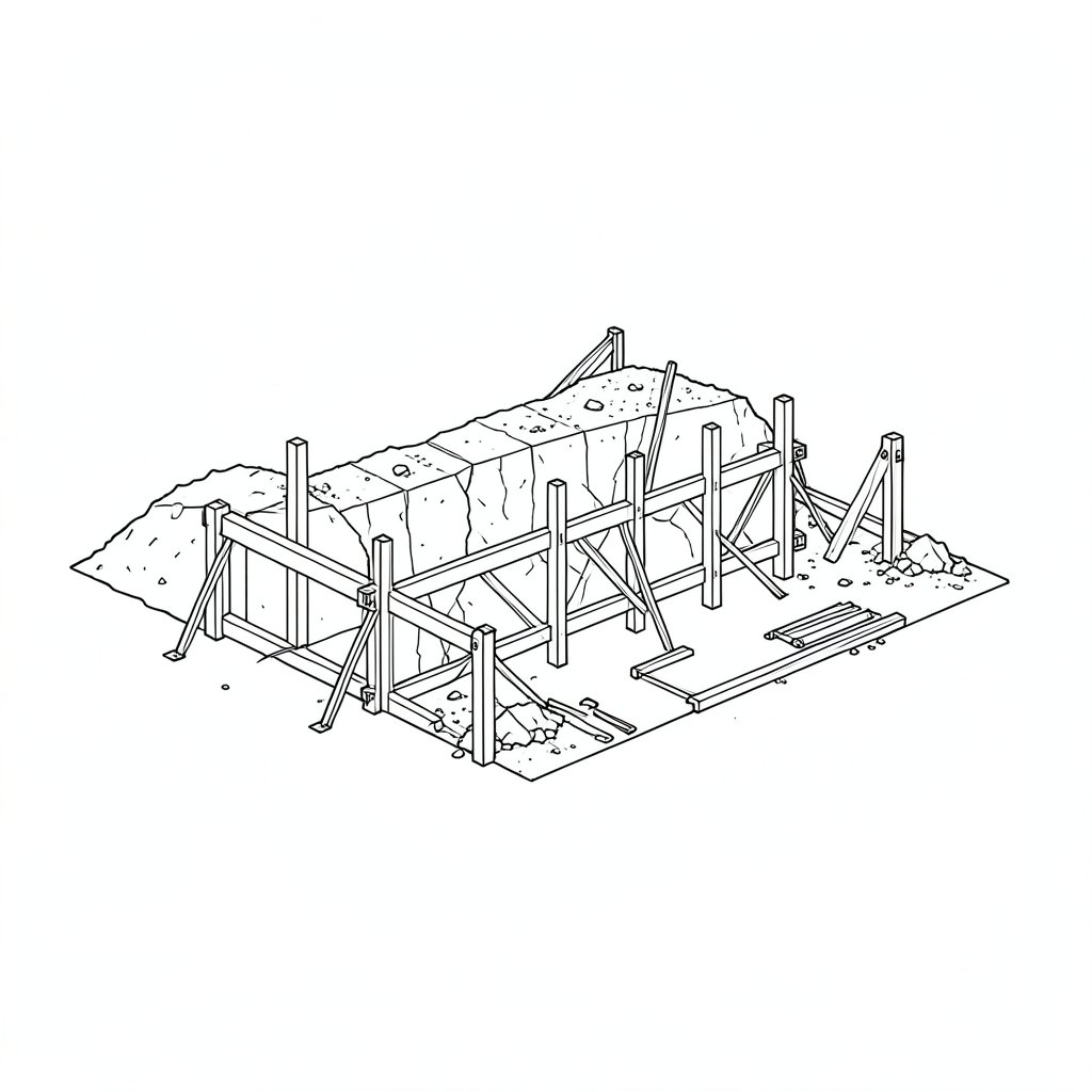 When an Excavation Needs Support: Assessing the Ground Before You Dig — technical line drawing.